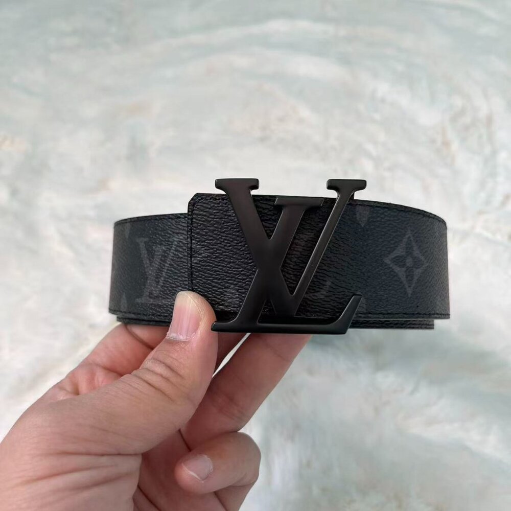 LV Belts 95cm fit for 30-34 Black Logo - Picture 2 of 5
